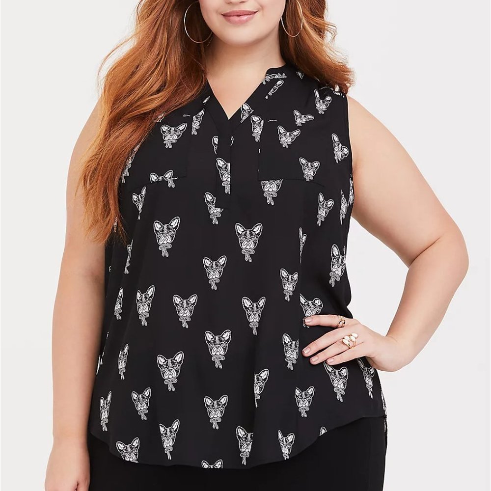 Harper Georgette Bulldog Sleeveless Blouse